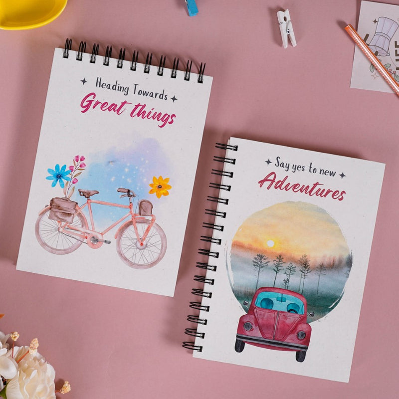 Adventurous Spiral Planner And Notepad Set 8x6 Inch