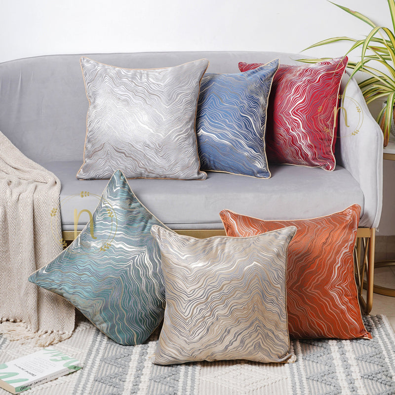 Luxury Embroidered Cushion Cover White Set of 2 17x17 Inch