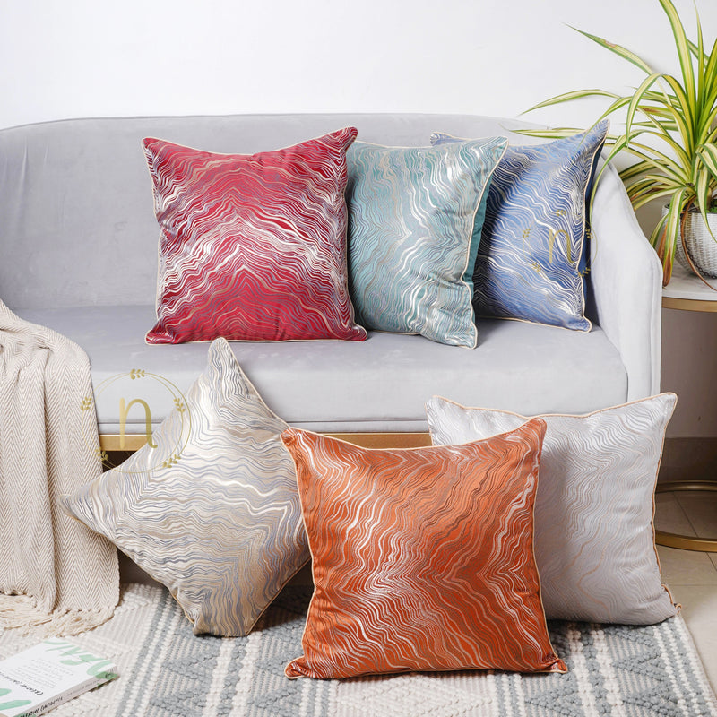 Luxury Embroidered Cushion Cover White Set of 2 17x17 Inch