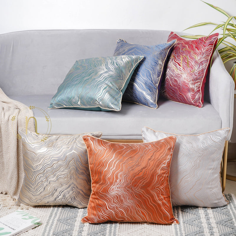 Luxury Embroidered Cushion Cover White Set of 2 17x17 Inch