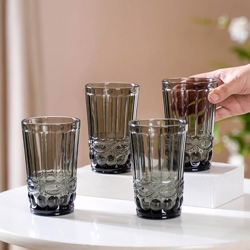 Embossed Drinking Glass Set of 4