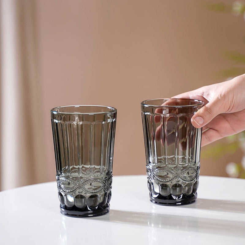 Embossed Drinking Glass Set of 4