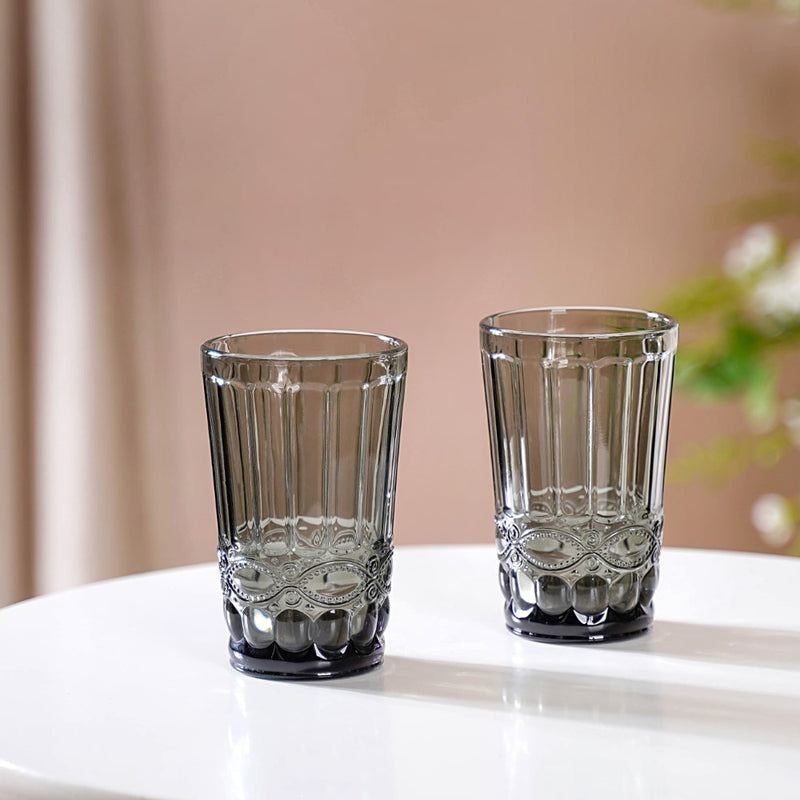 Embossed Drinking Glass Set of 4
