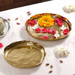 Decorative Gold Urli Tray Set Of 2