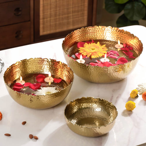 Traditional Urli Bowl Gold Set Of 3