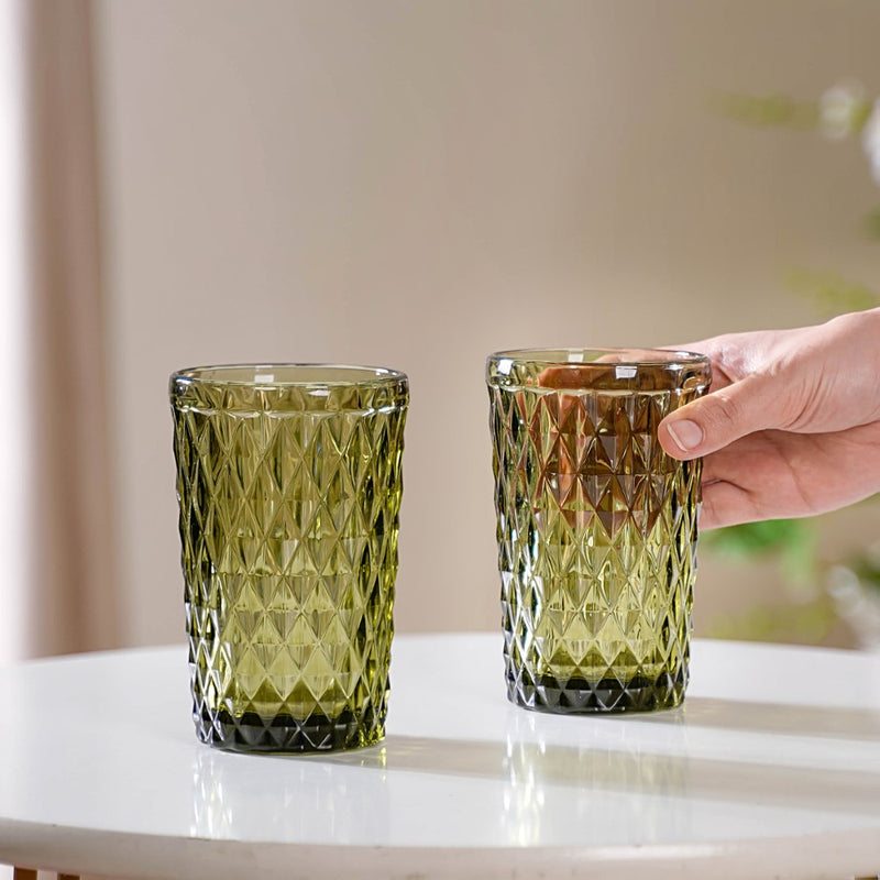 Green Textured Drinkware Set of 4