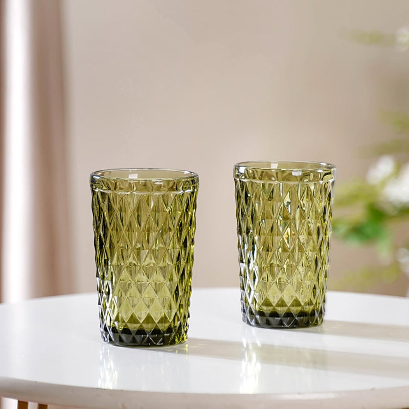 Green Textured Drinkware Set of 4