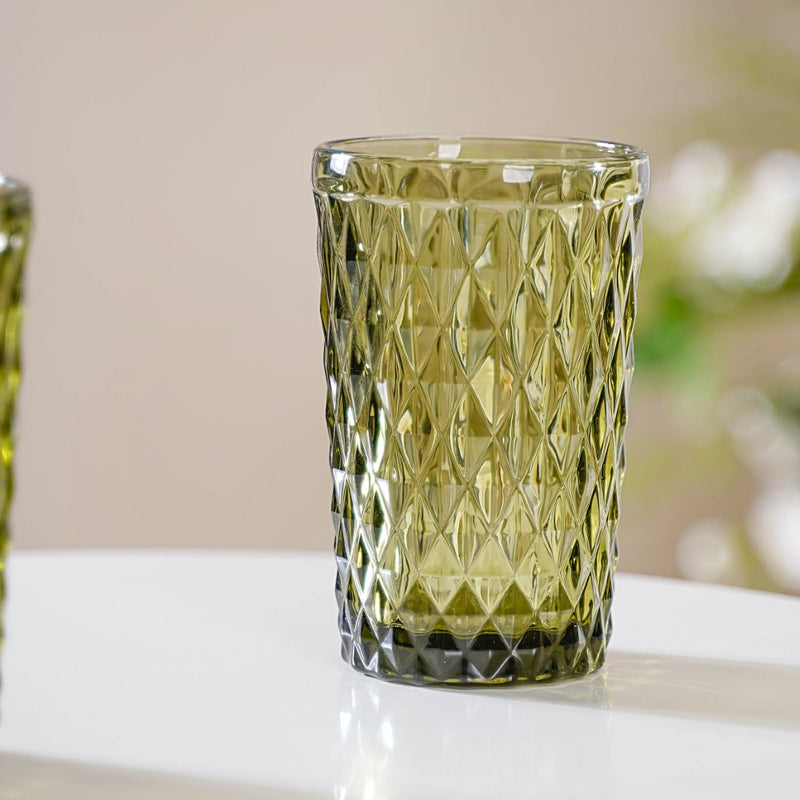 Green Textured Drinkware Set of 4