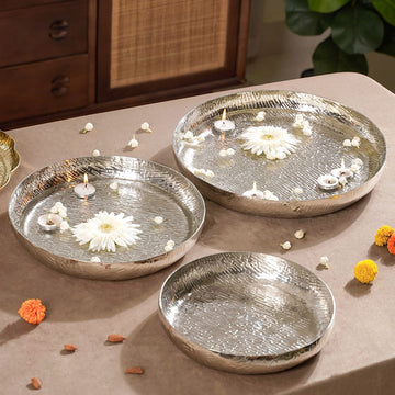 Flower Urli Silver Set Of 3