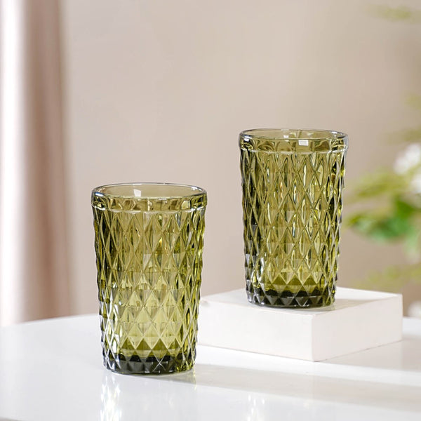 Green Textured Drinkware Set of 4
