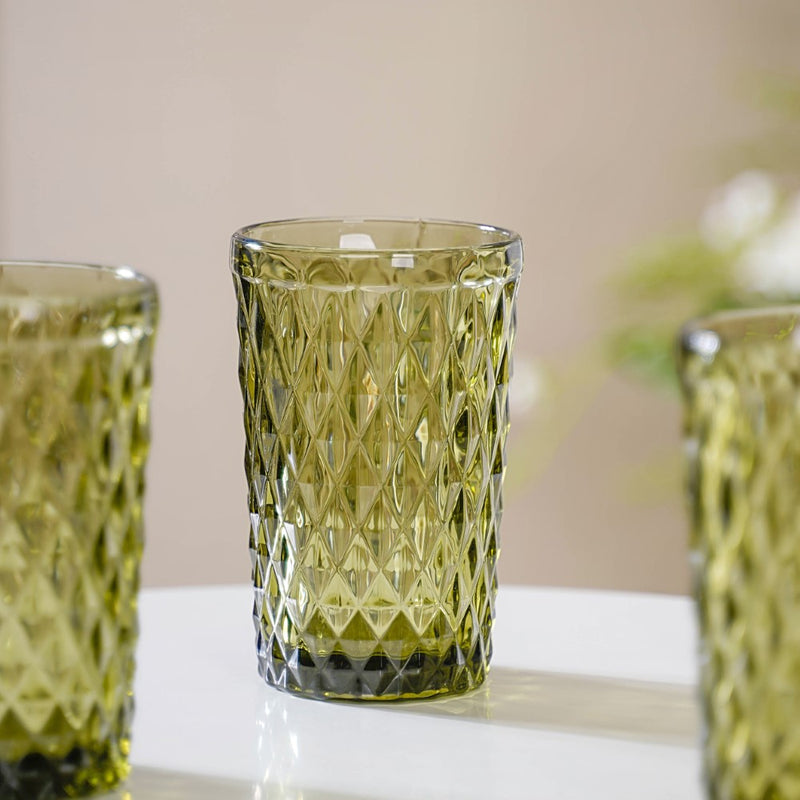 Green Textured Drinkware Set of 4