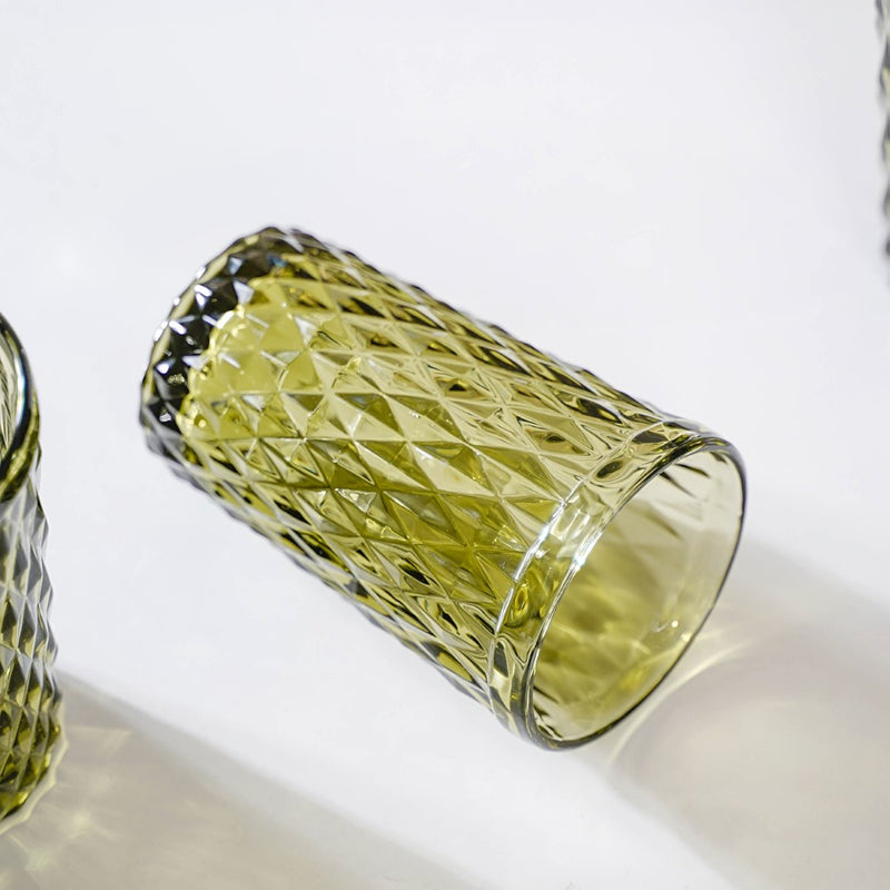 Green Textured Drinkware Set of 4