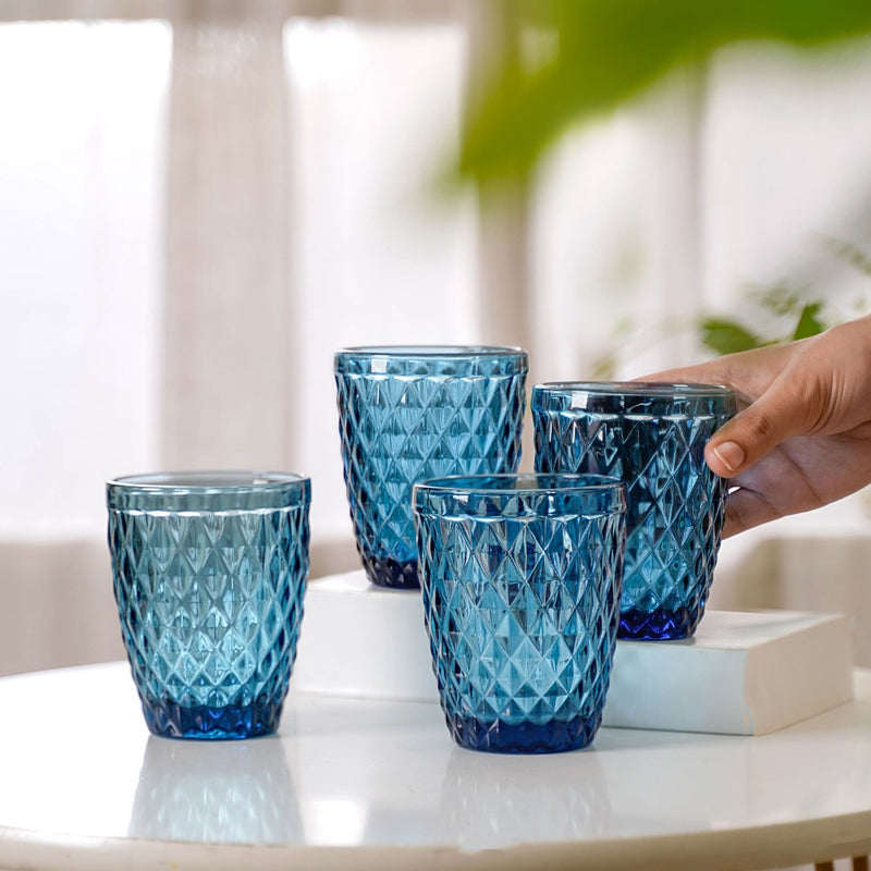 Aqua Blue Glassware Set of 4