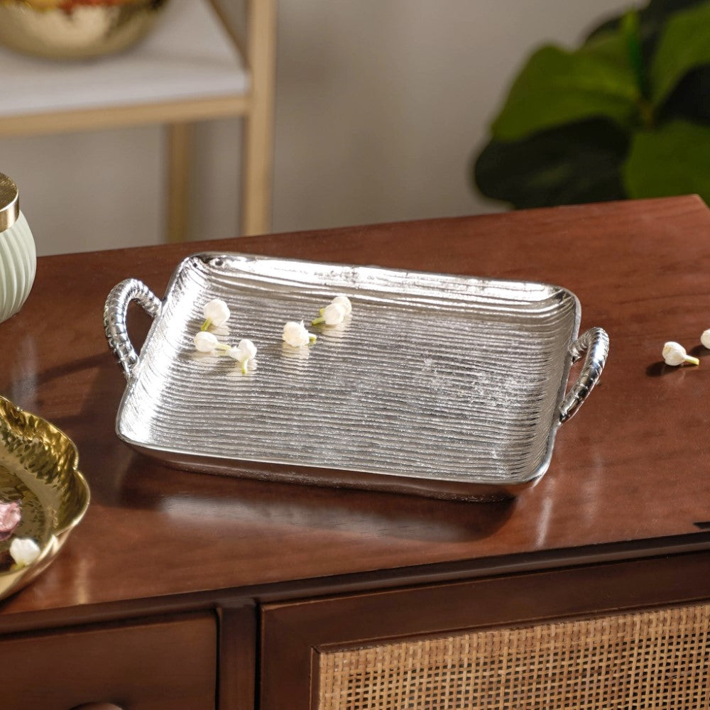 Silver serving clearance tray with handles