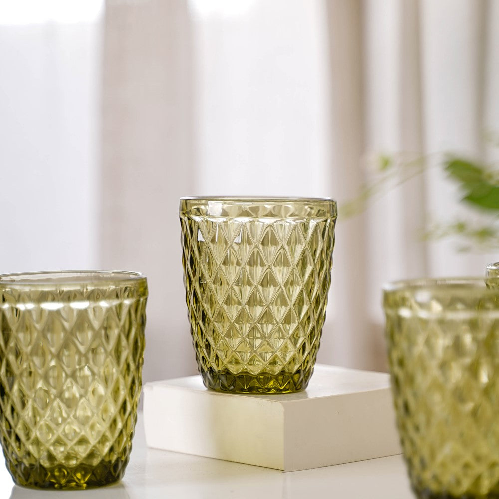Green Glass Water Cup Set of 4 Online - Premium Tumbler | Nestasia