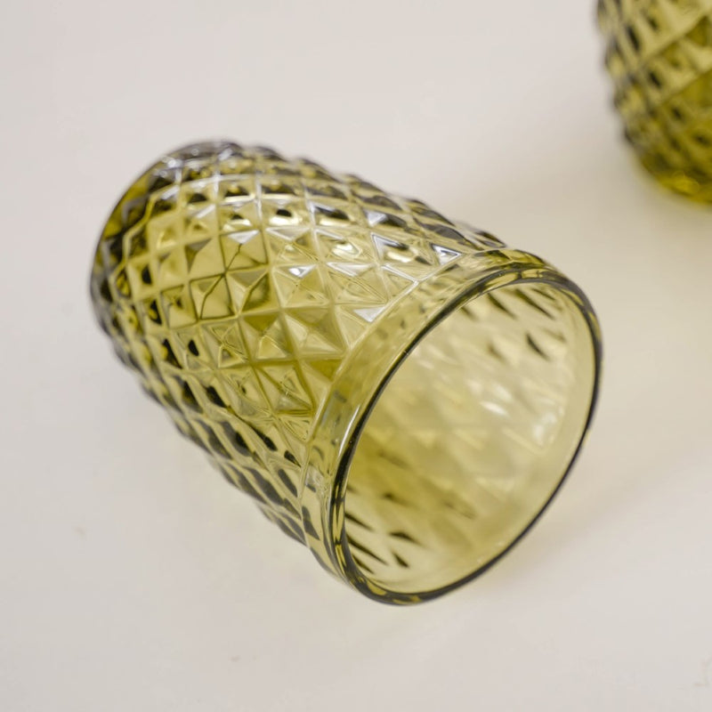 Green Glass Water Cup Set of 4