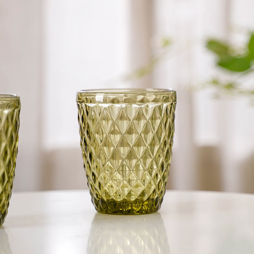 Green Glass Water Cup Set of 4