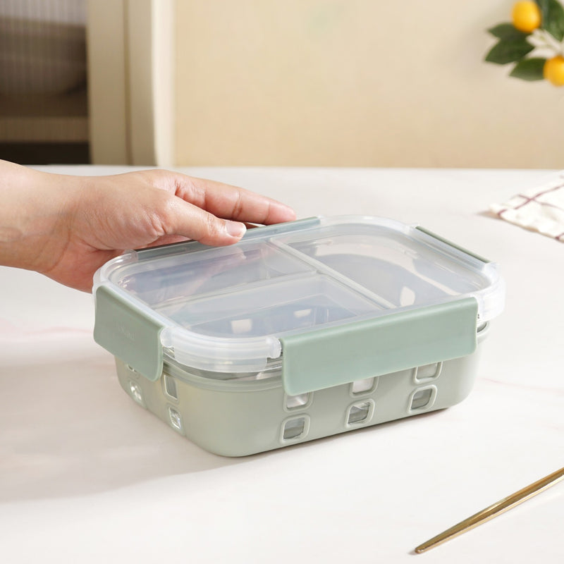 Gripso Triple Compartment Lunch Box 1000ml Sage Green