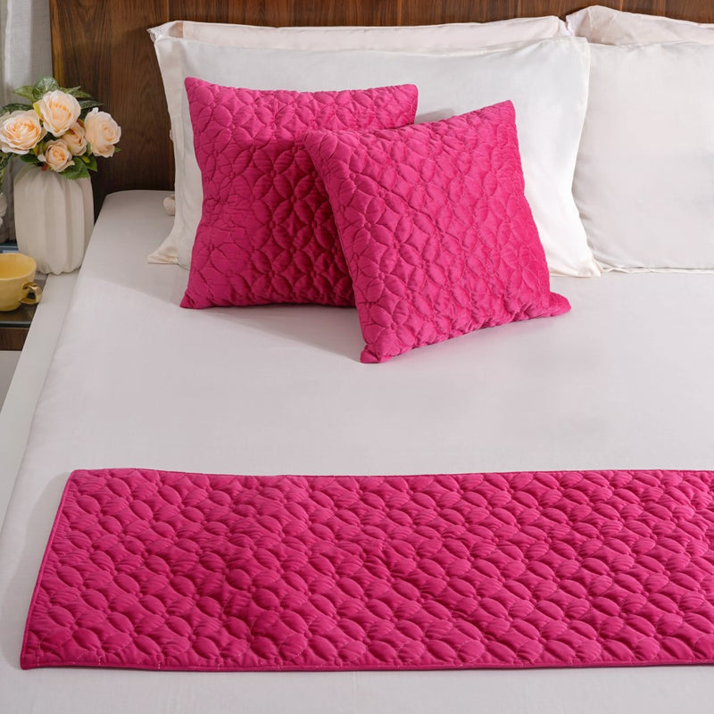 Luxe Cushion Cover & Runner Set Of 3 Magenta
