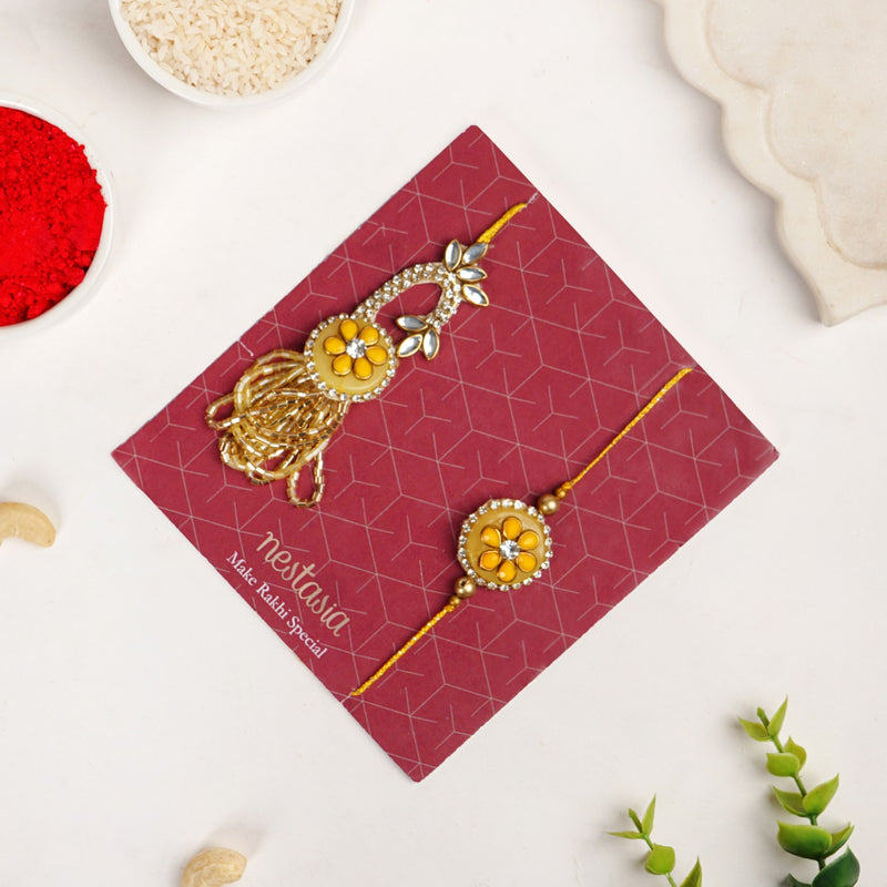 Sunflower Yellow Rakhi Lumba Set