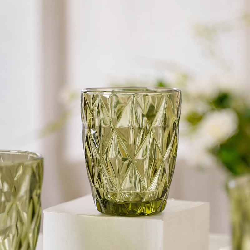 Green Embossed Drinkware Set of 4