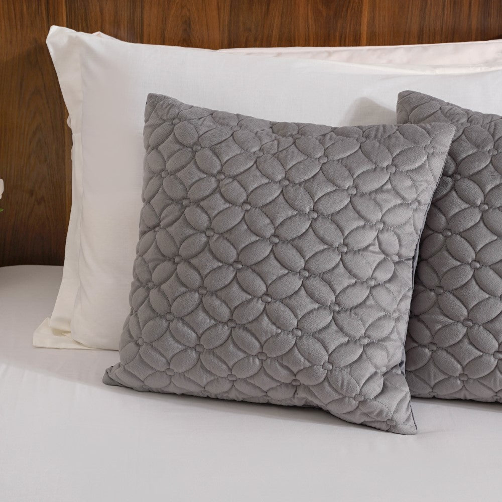 Velvet Cushion Cover Bed Runner Set Of 3 Grey Nestasia