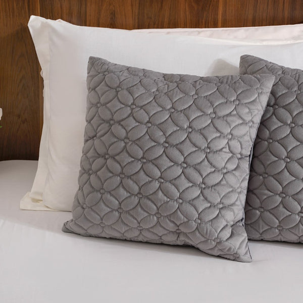 Velvet Cushion Cover & Bed Runner Set Of 3 Grey