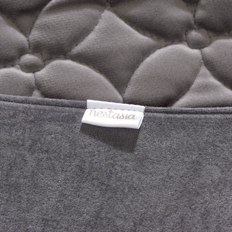 Velvet Cushion Cover & Bed Runner Set Of 3 Grey