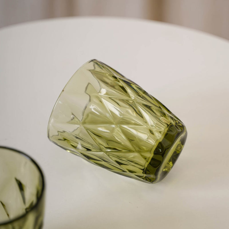 Green Embossed Drinkware Set of 4