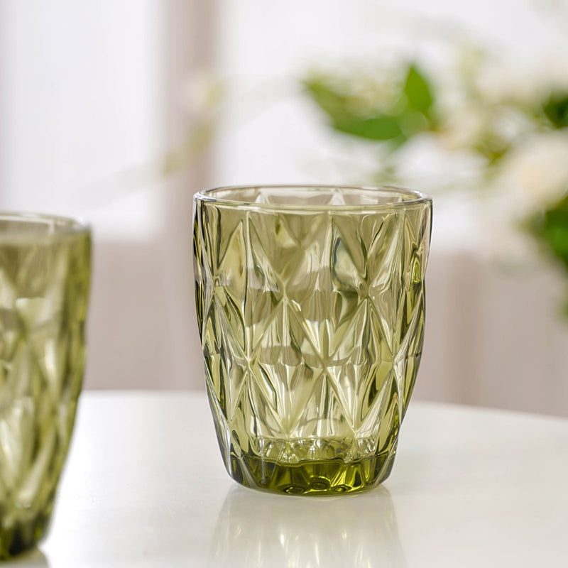 Green Embossed Drinkware Set of 4
