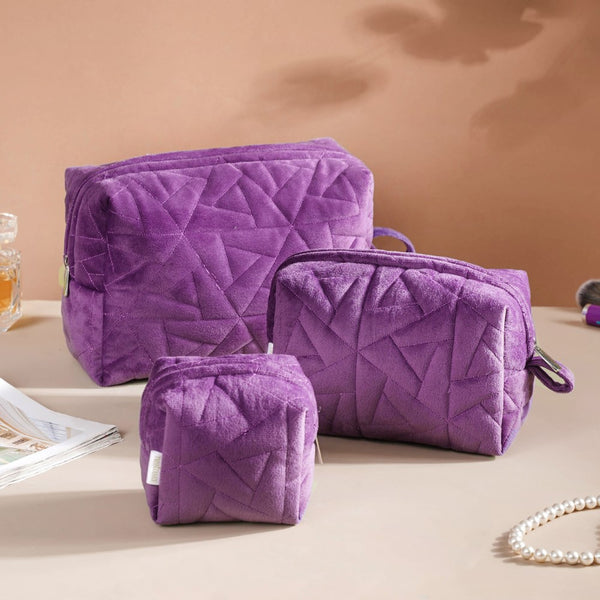 Plum Purple Cosmetic Bag Set Of 3