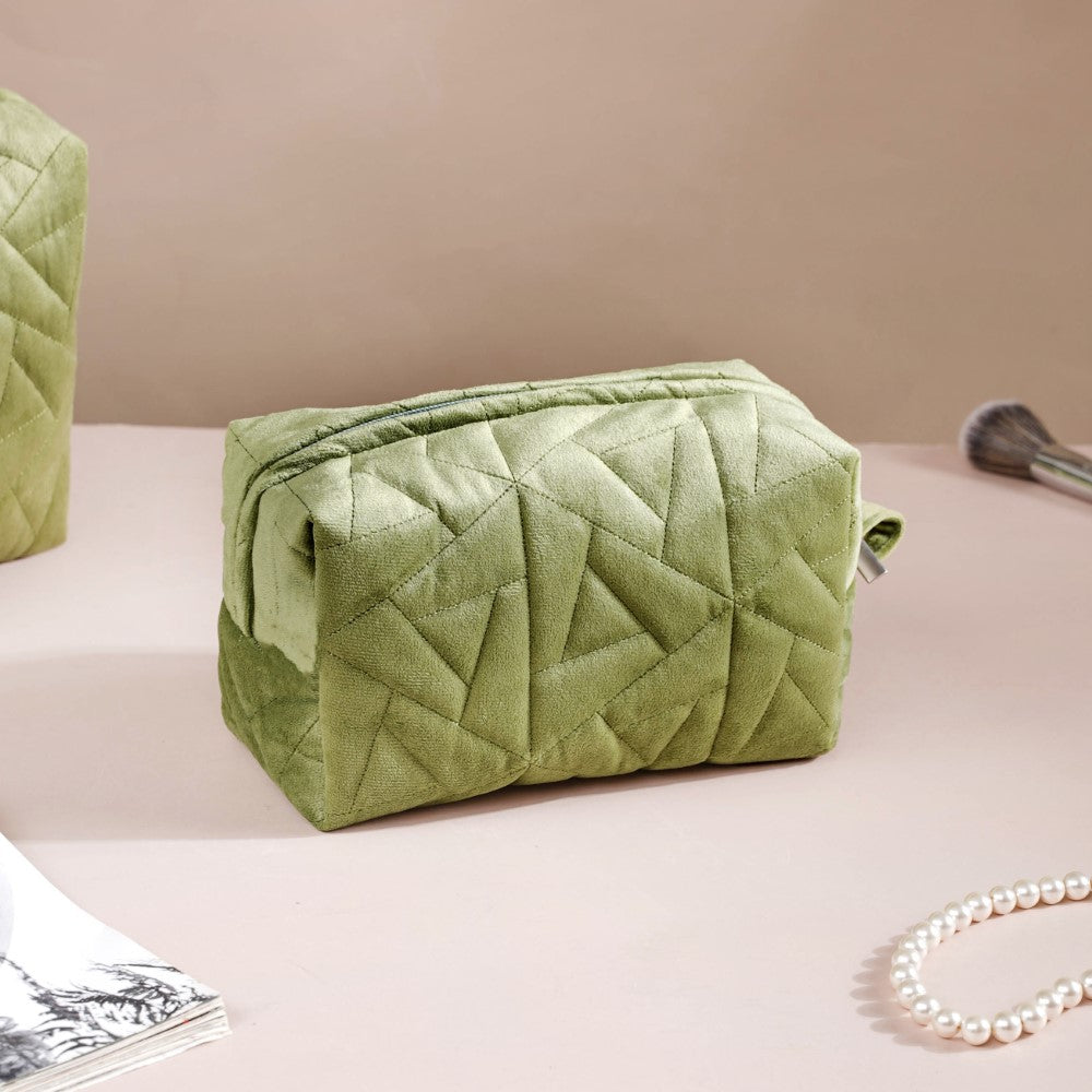 Sage Green Cosmetic Bag Set Of 3 Online - Premium Vanity Pouch