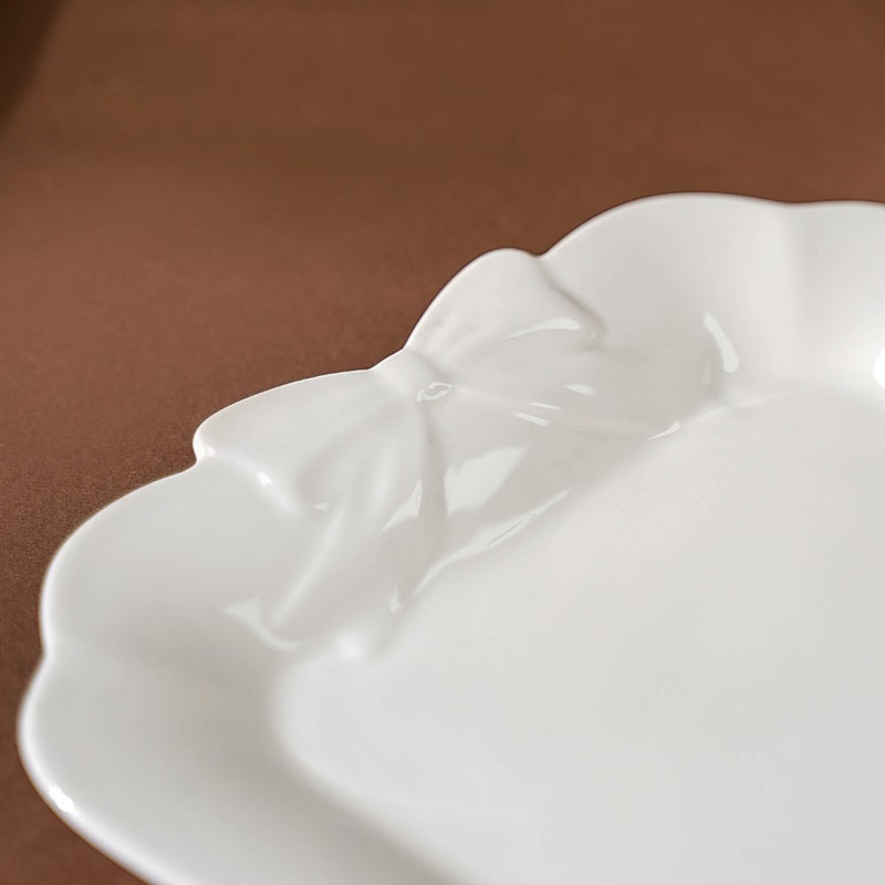 Riona Ceramic Vintage Platter White 9 Inch - Ceramic platter, serving platter, fruit platter | Plates for dining table & home decor