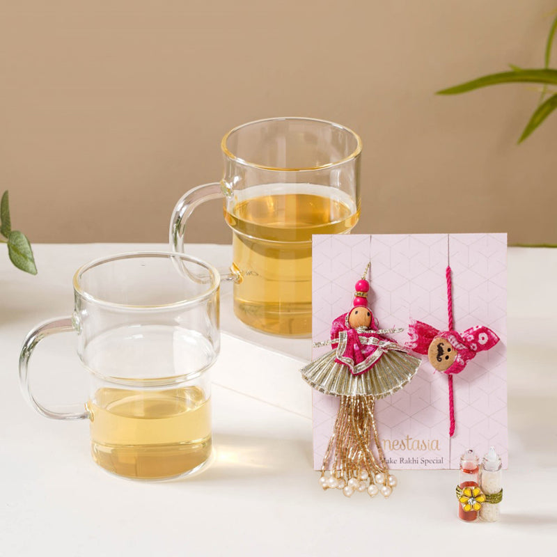 Raksha Bandhan Glass Mugs Hamper For Him & Her Set Of 4