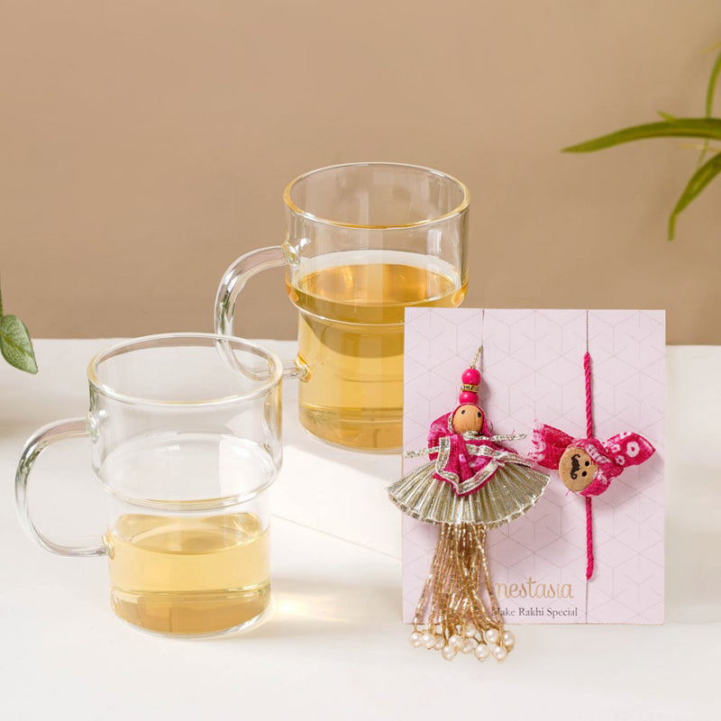 Raksha Bandhan Glass Mugs Hamper For Him & Her Set Of 4