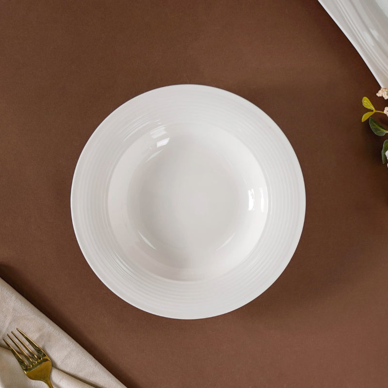 Riona Ceramic Pasta Plate White 8 Inch - Serving plate, pasta plate, lunch plate, deep plate | Plates for dining table & home decor