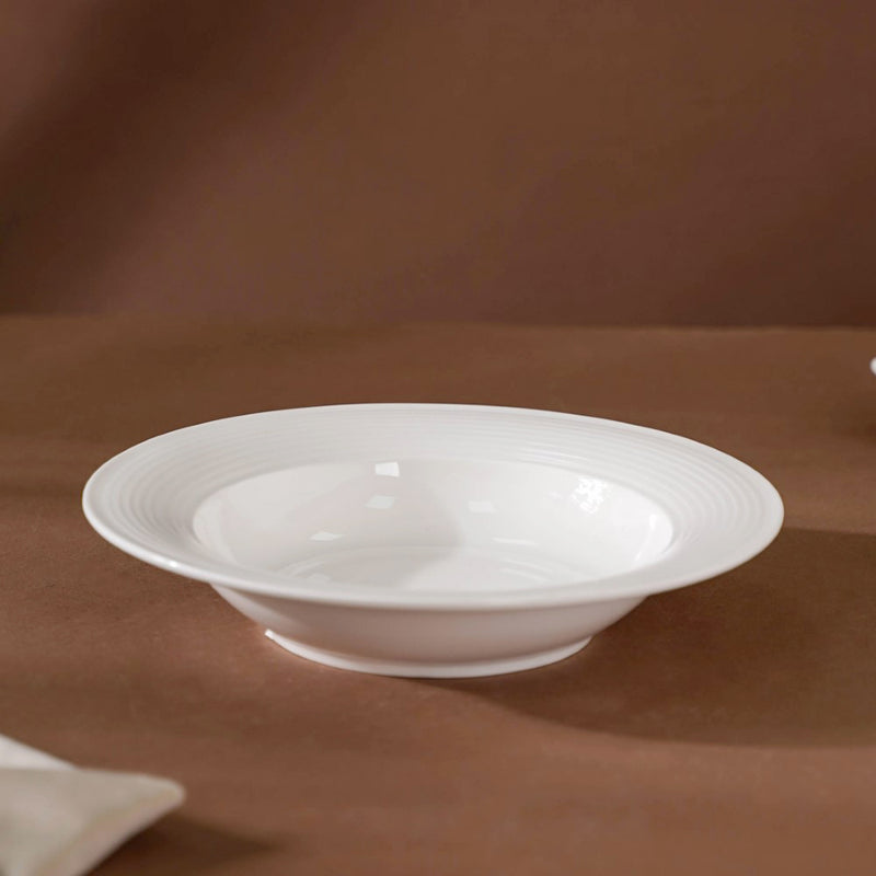 Riona Ceramic Pasta Plate White 8 Inch - Serving plate, pasta plate, lunch plate, deep plate | Plates for dining table & home decor