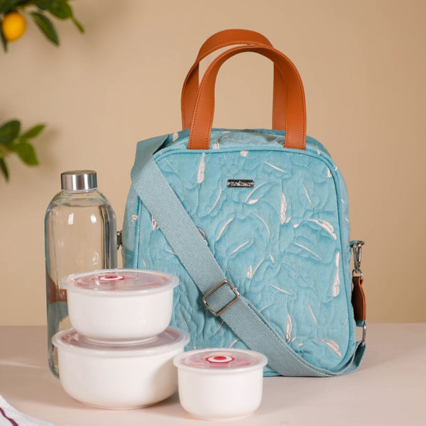 Insulated Tiffin Bag Light Blue Online - Premium Lunch Bag | Nestasia