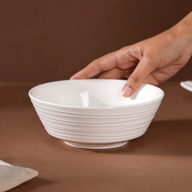 Riona Ceramic Snack Bowl White 600 ml - Bowl,ceramic bowl, snack bowls, curry bowl, popcorn bowls | Bowls for dining table & home decor