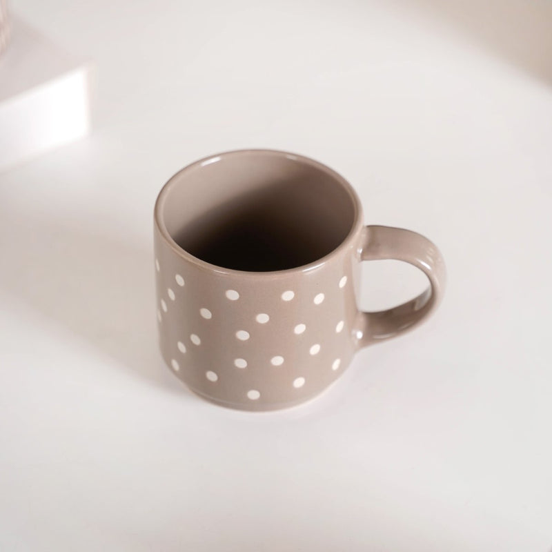 Quirky Beige Stackable Cups Set Of 4 220ml - Tea cups, tea cup set, coffee cups, coffee cup set, ceramic cups, ceramic tea cups