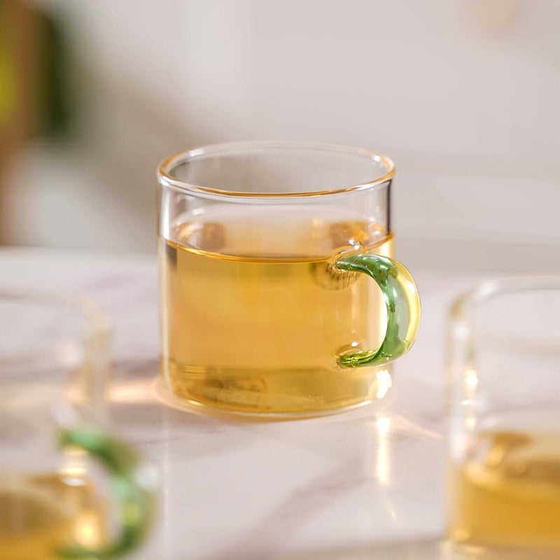 Transparent And Green Cup Set of 6- Tea cup, coffee cup, cup for tea | Cups and Mugs for Office Table & Home Decoration