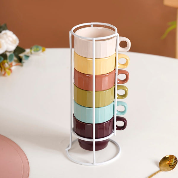 Stackable Mini Tea Cup Set Of 6 Kaori Sunset Hues 100ml