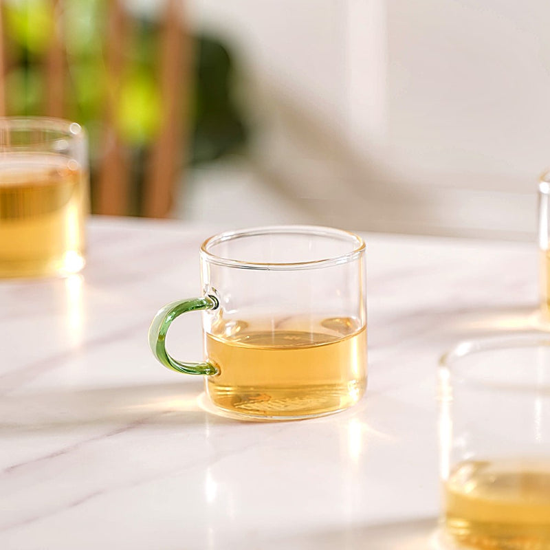 Transparent And Green Cup Set of 6- Tea cup, coffee cup, cup for tea | Cups and Mugs for Office Table & Home Decoration