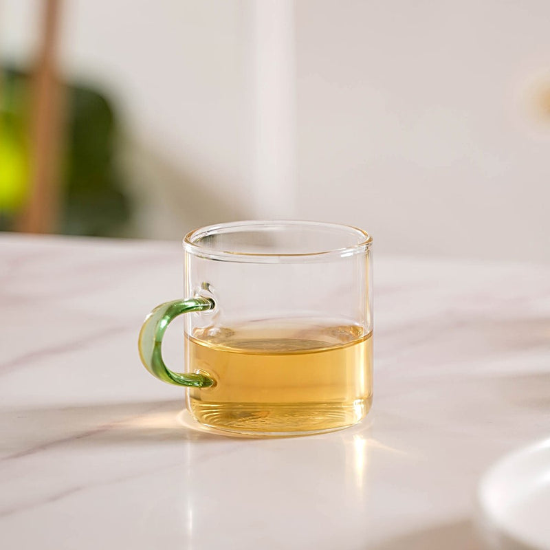 Transparent And Green Cup Set of 6- Tea cup, coffee cup, cup for tea | Cups and Mugs for Office Table & Home Decoration