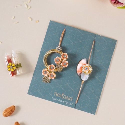 Floral Rakhi And Chocolate Hamper Set of 3