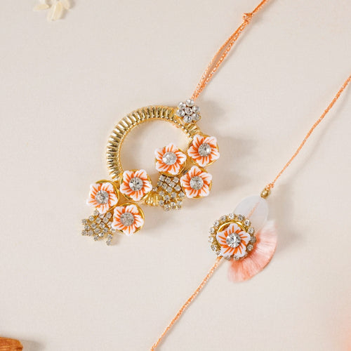 Floral Rakhi And Chocolate Hamper Set of 3