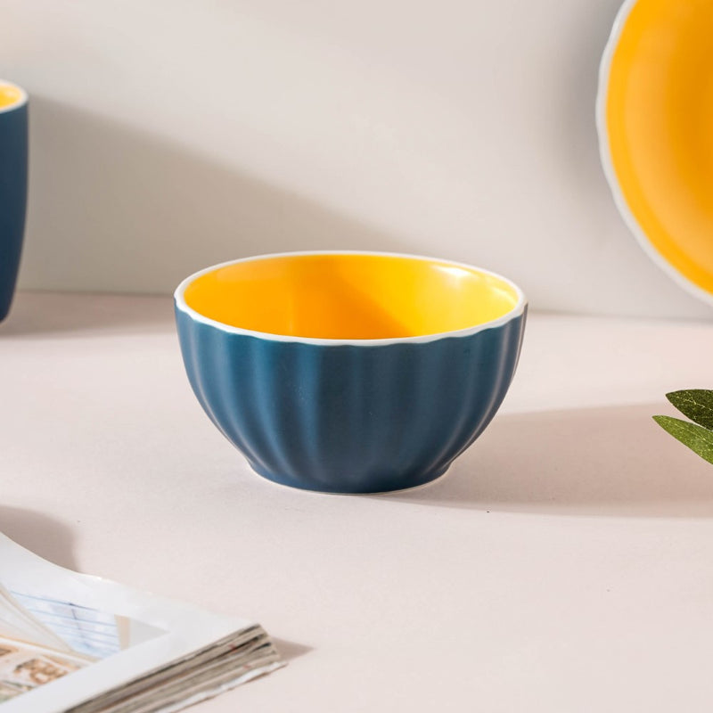 Chrome 5 Piece Blue Snack Set For 1