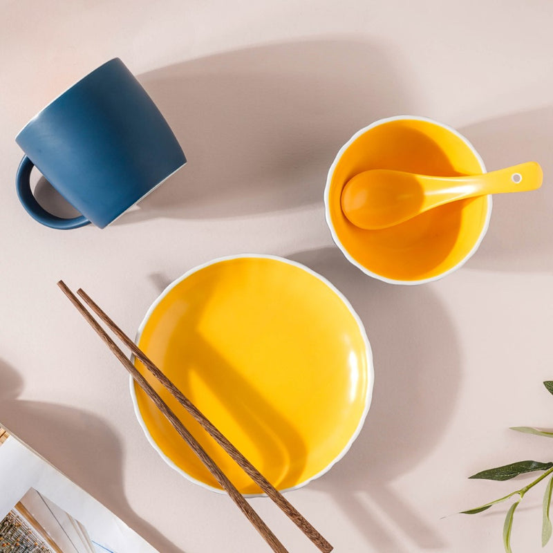 Chrome 5 Piece Blue Snack Set For 1