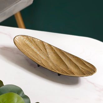 Metal Decorative Platter For Table Gold - Decorative platter, serving platter, long platter, metal platter