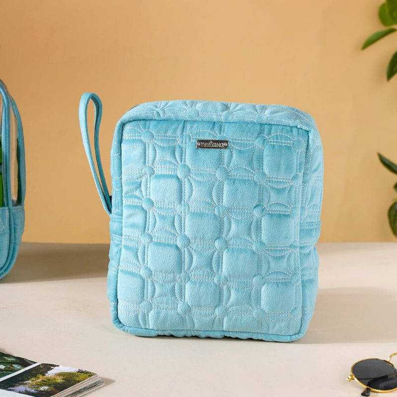 Velvet Travel Pouch Set of 4 Blue